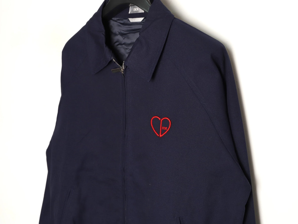 Dior CD Heart-Motif Collared Zip Jacket - Navy