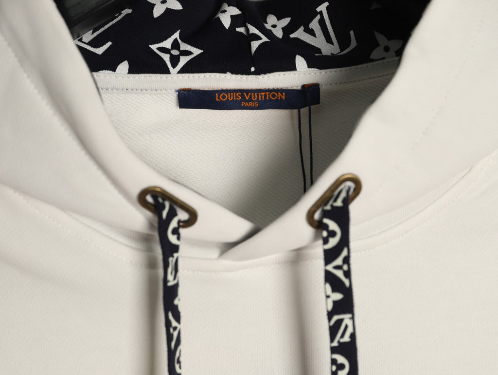 Louis Vuitton Monogram-Style Hood and Drawstring Pullover Hoodie - Cream