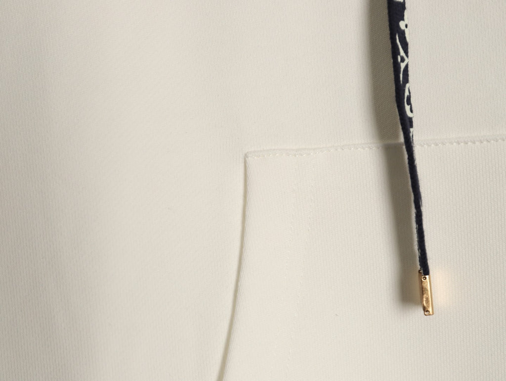Louis Vuitton Monogram-Style Hood and Drawstring Pullover Hoodie - Cream