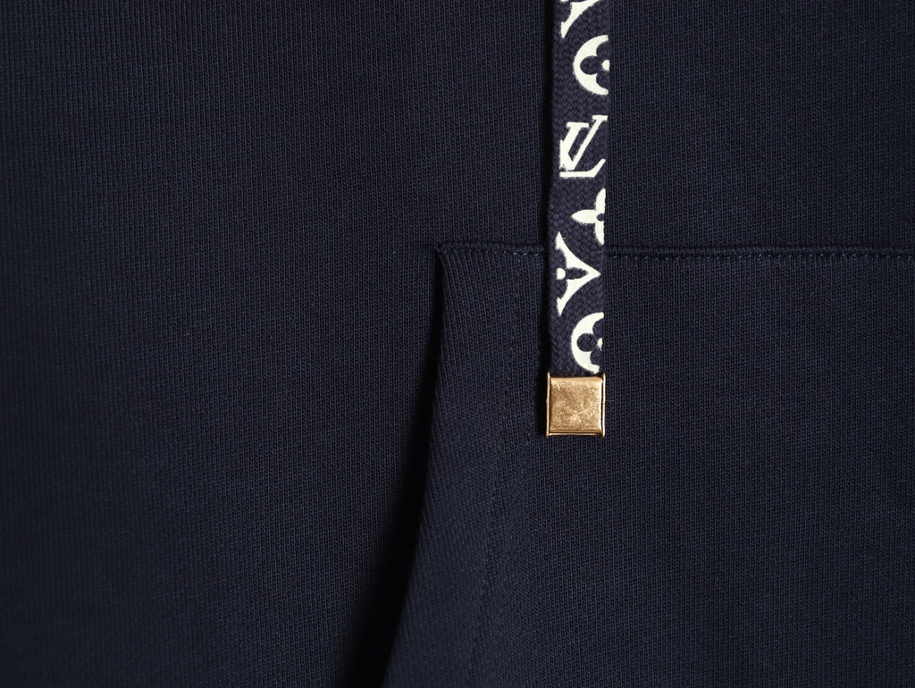 Louis Vuitton Monogram-Style Hood and Drawstring Pullover Hoodie - Navy
