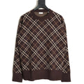 Burberry Diagonal-Check Crewneck Sweater - Dark Brown