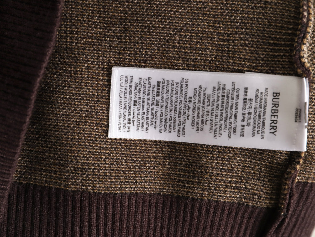 Burberry Diagonal-Check Crewneck Sweater - Dark Brown