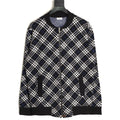 Burberry Diagonal-Check Zip Knit Cardigan - Black