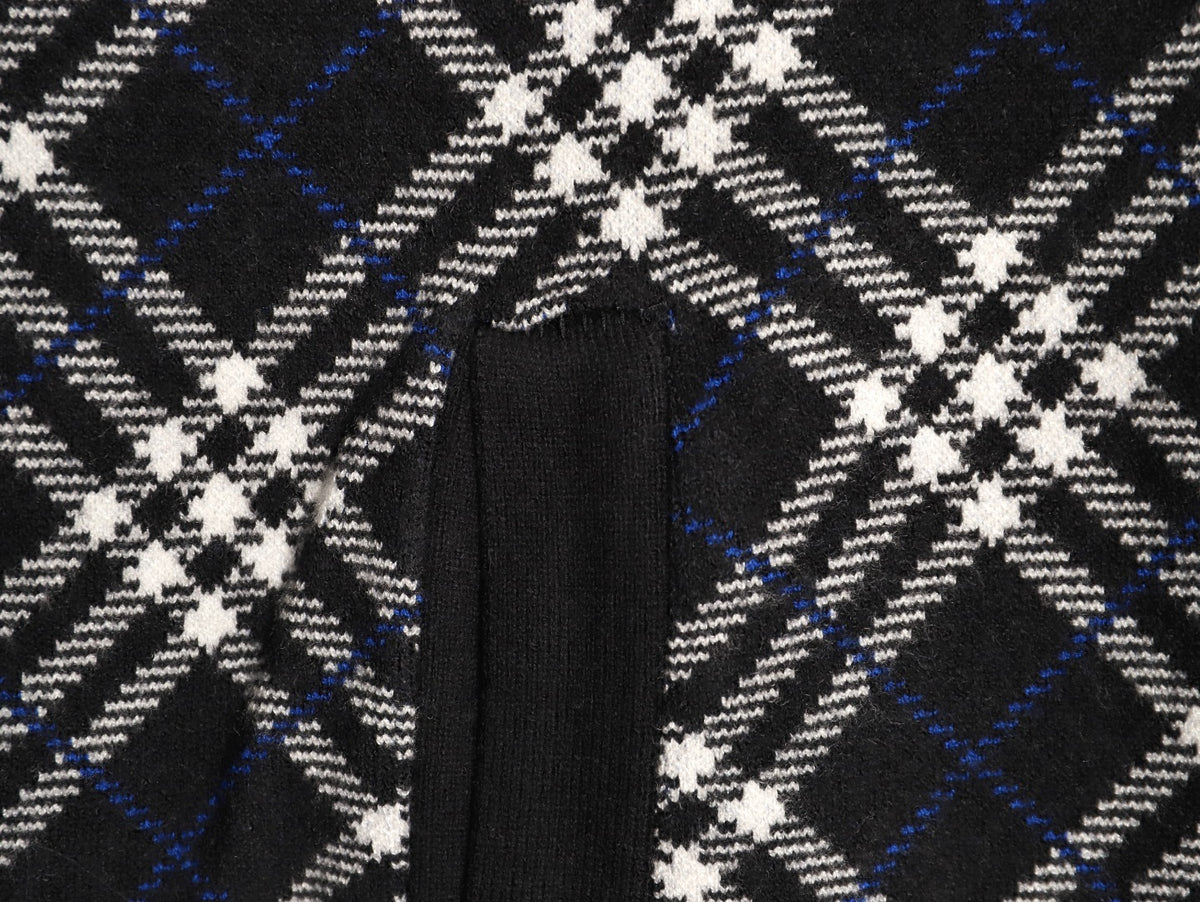 Burberry Diagonal-Check Zip Knit Cardigan - Black