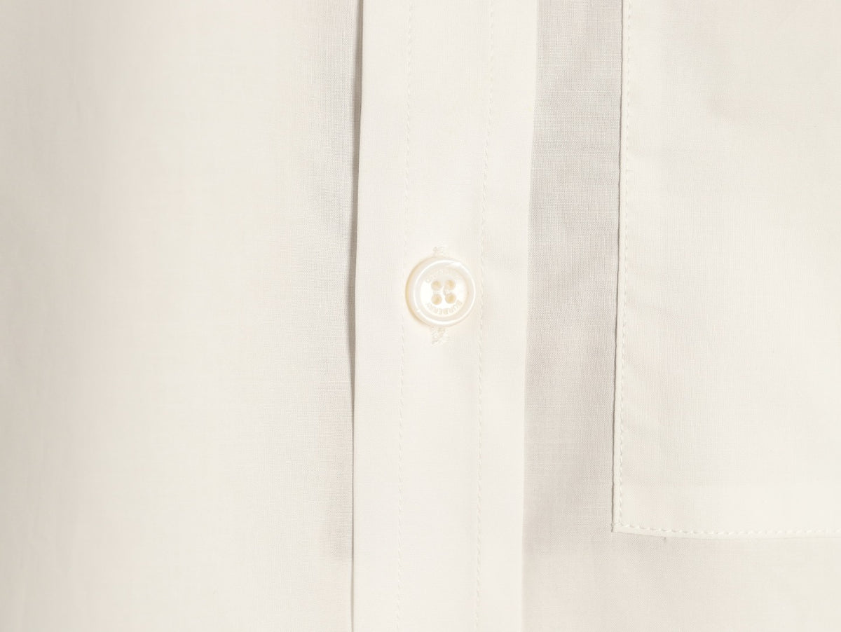 Burberry Equestrian Pocket-Detail Long-Sleeve Shirt - Cream
