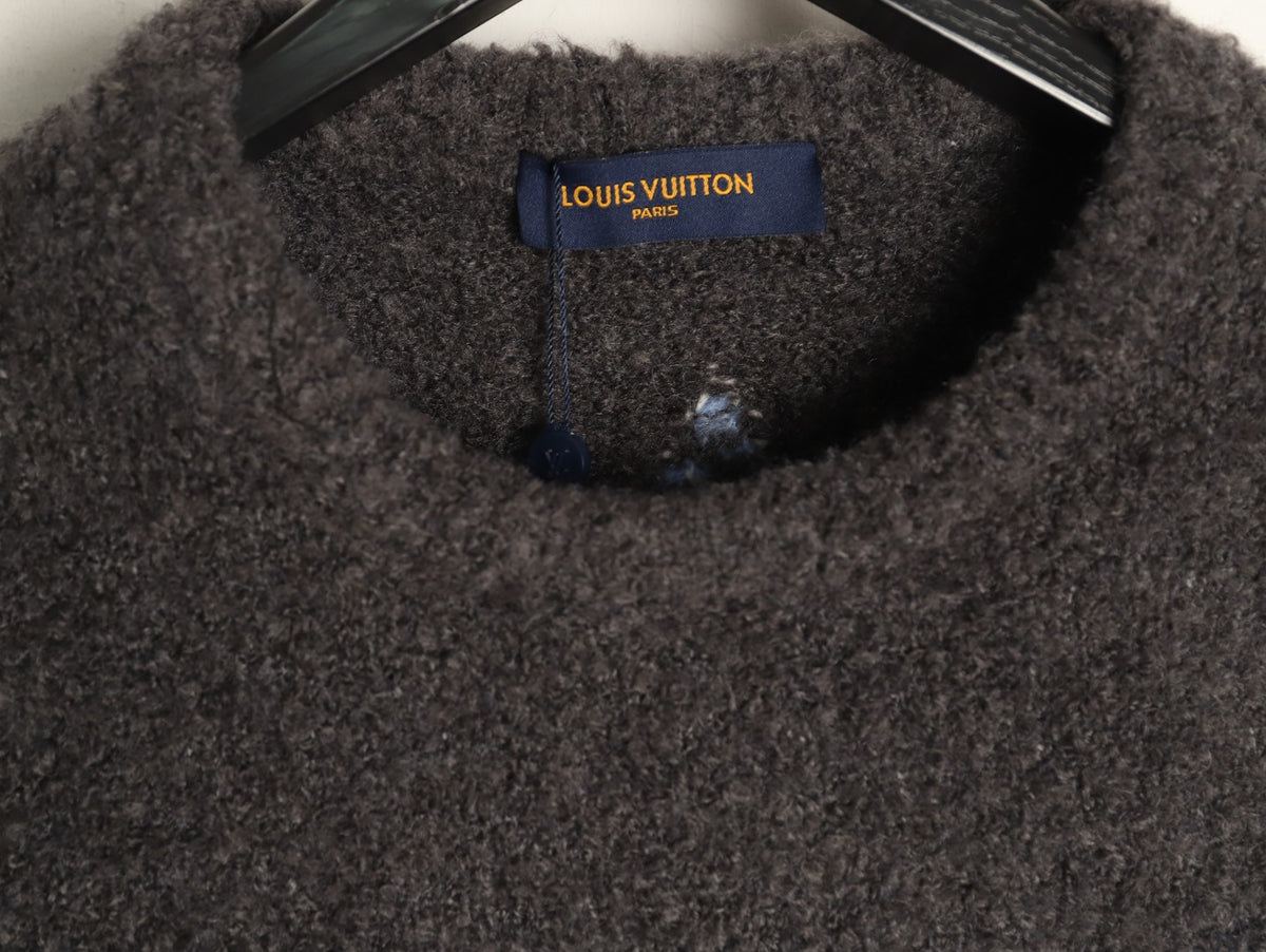 Louis Vuitton LV and Floral-Motif Textured Crewneck Sweater - Charcoal