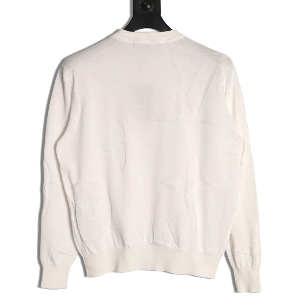 Louis Vuitton Tonal Relief-Style Crewneck Knit Sweater - Cream