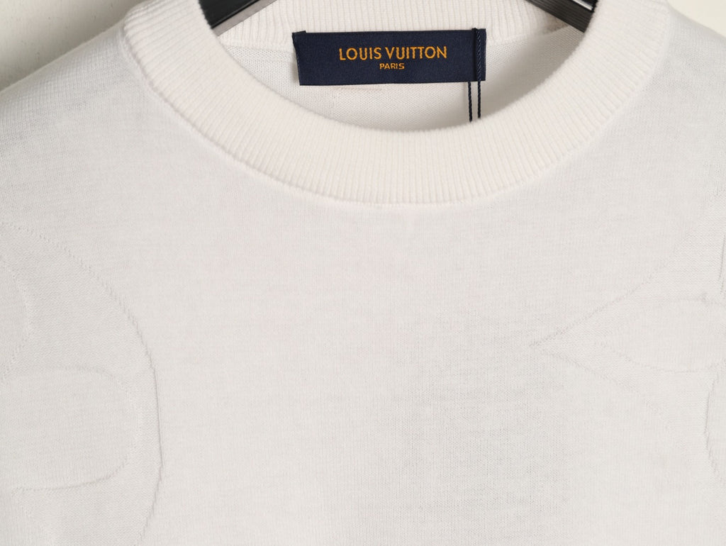 Louis Vuitton Tonal Relief-Style Crewneck Knit Sweater - Cream