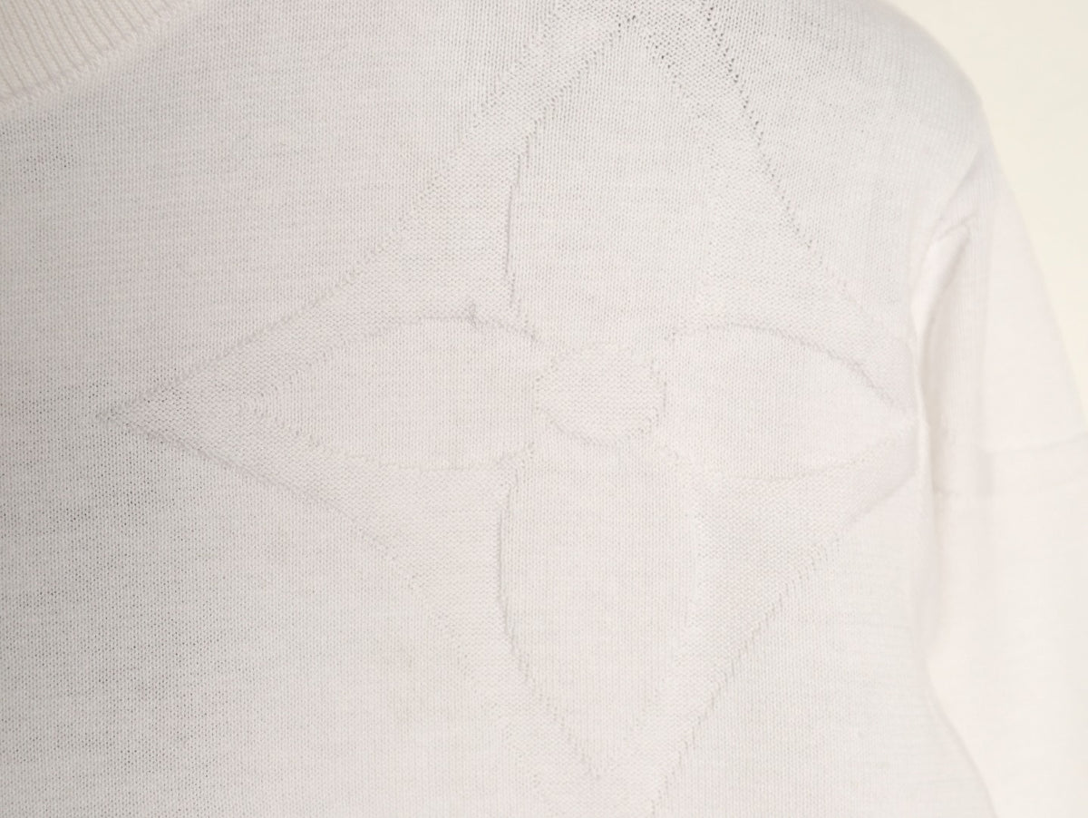 Louis Vuitton Tonal Relief-Style Crewneck Knit Sweater - Cream