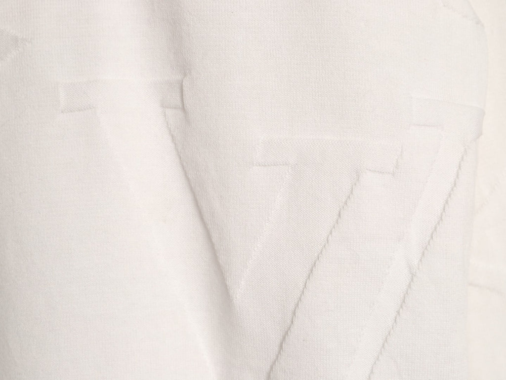 Louis Vuitton Tonal Relief-Style Crewneck Knit Sweater - Cream