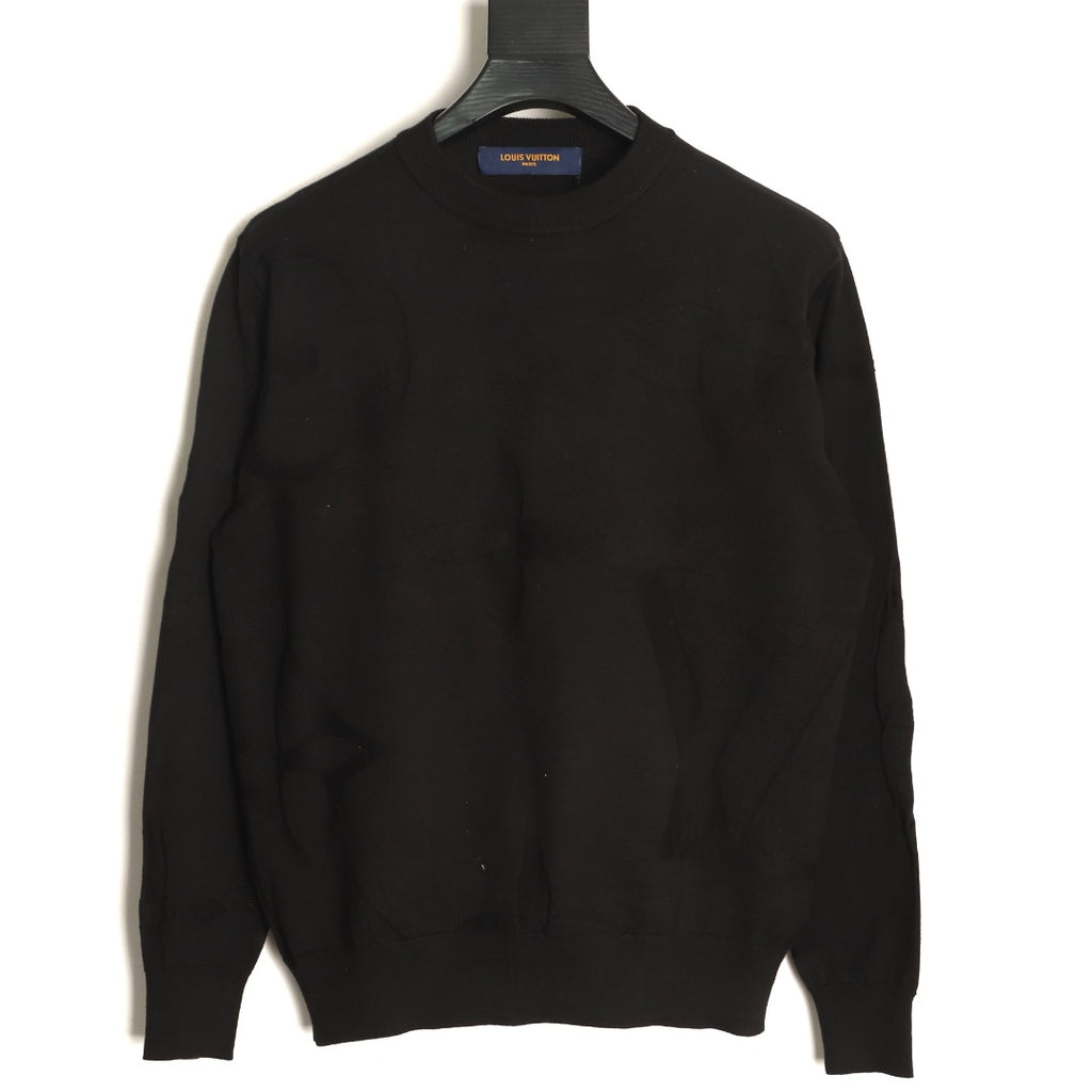 Louis Vuitton Tonal Relief-Style Crewneck Knit Sweater - Black