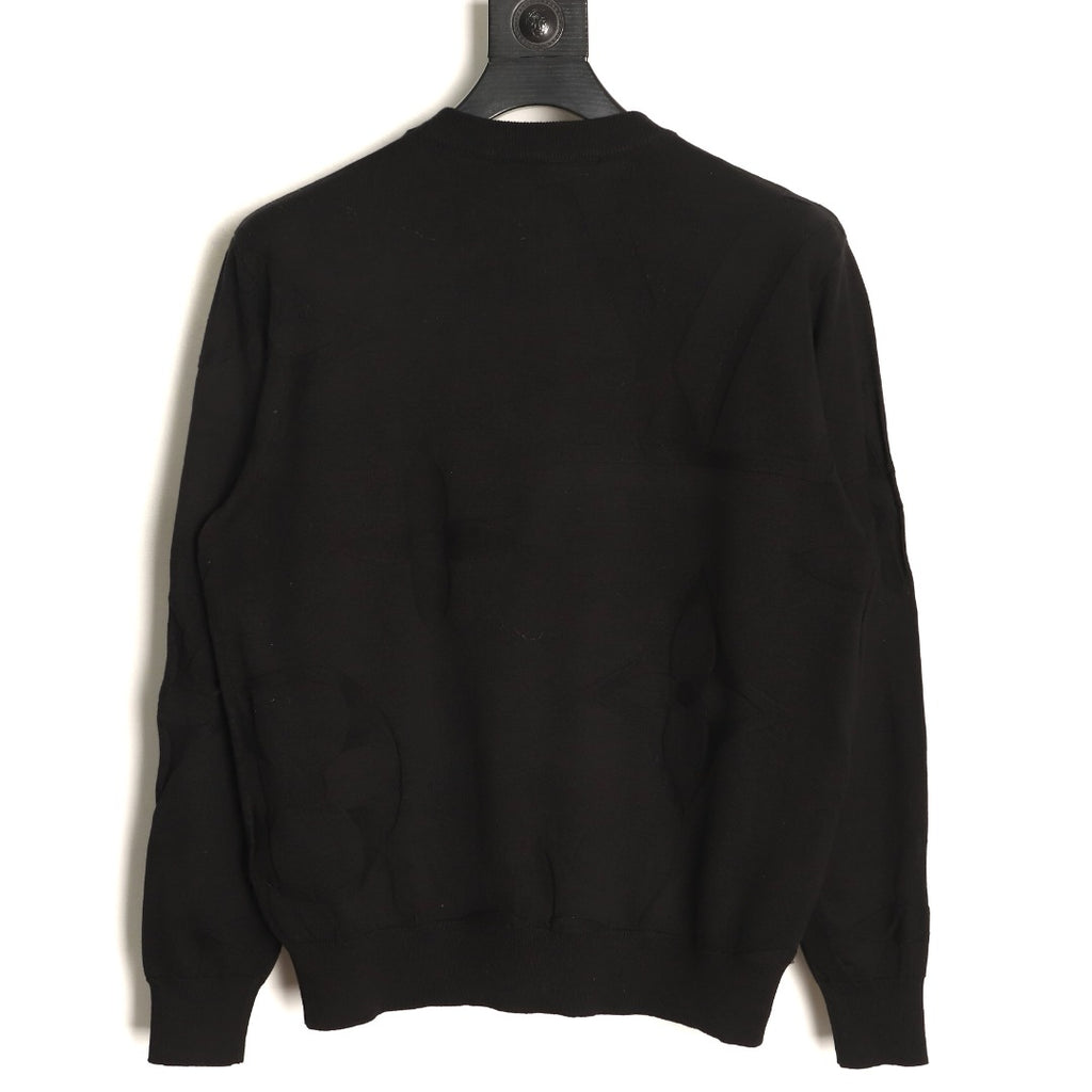 Louis Vuitton Tonal Relief-Style Crewneck Knit Sweater - Black