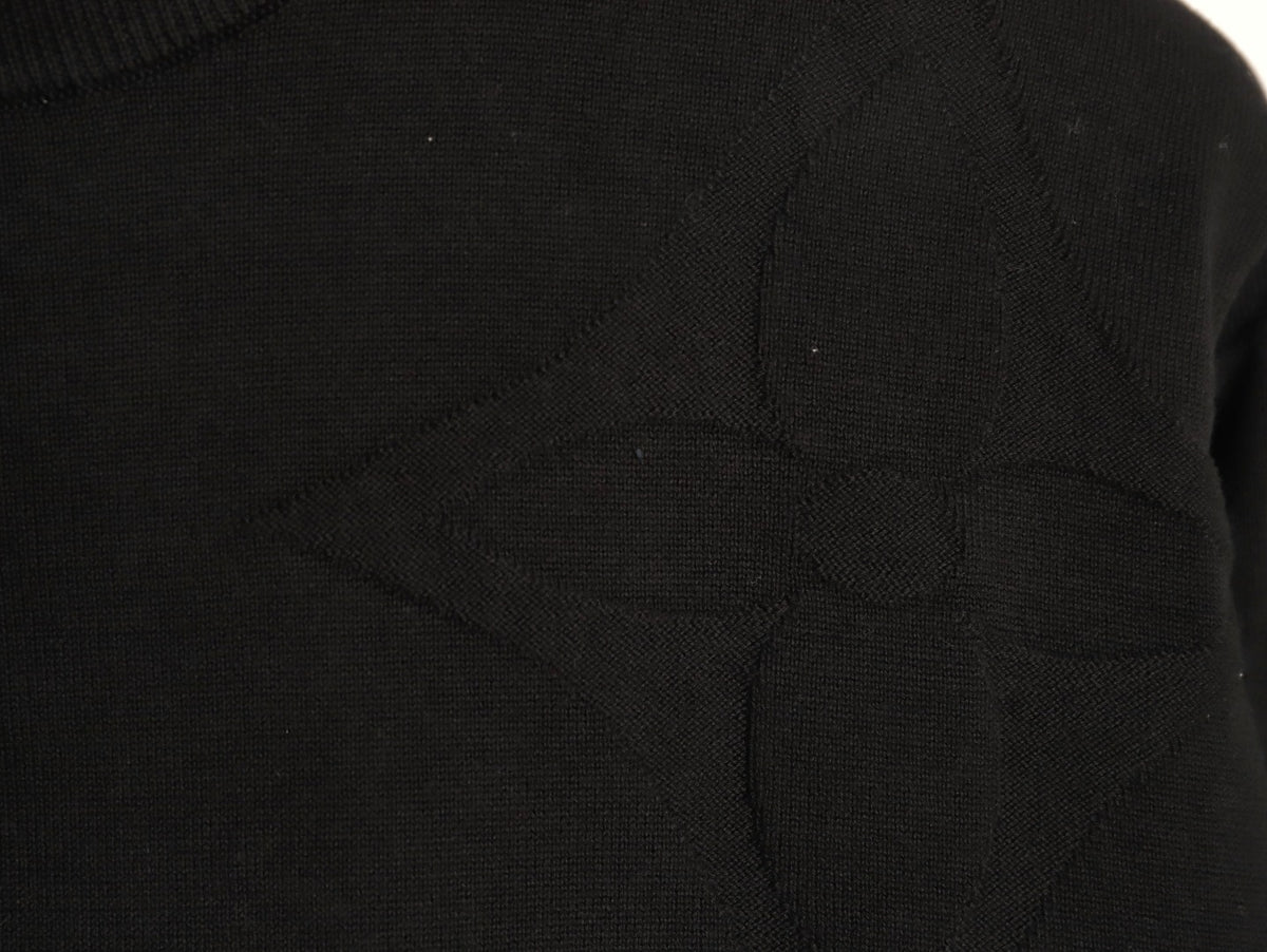 Louis Vuitton Tonal Relief-Style Crewneck Knit Sweater - Black