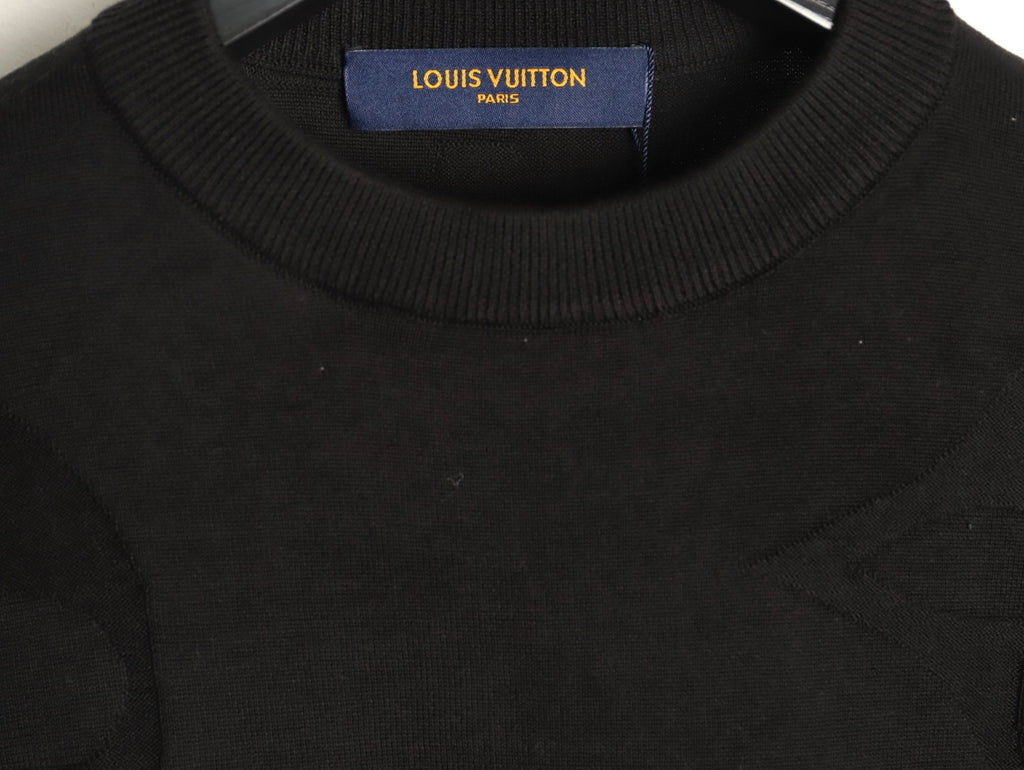 Louis Vuitton Tonal Relief-Style Crewneck Knit Sweater - Black