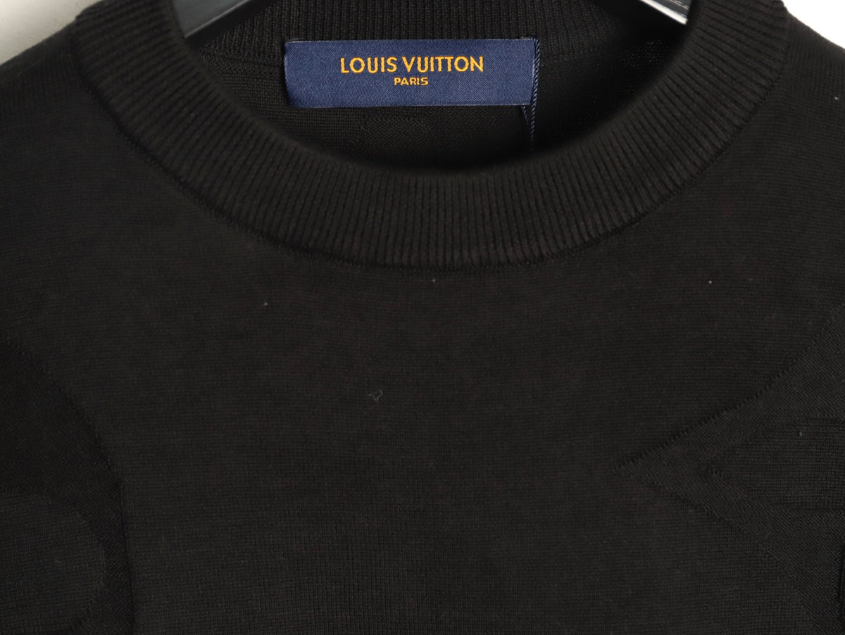 Louis Vuitton Tonal Relief-Style Crewneck Knit Sweater - Black