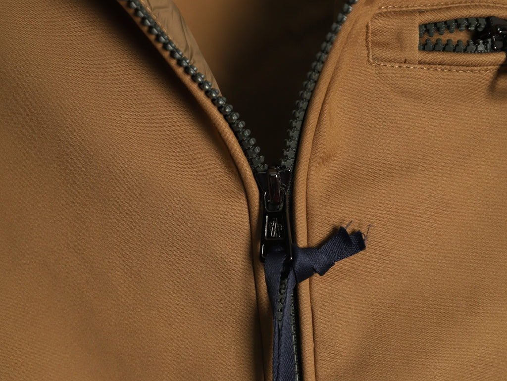 Moncler Contrast-Stripe Chest-Zip Jacket - Camel