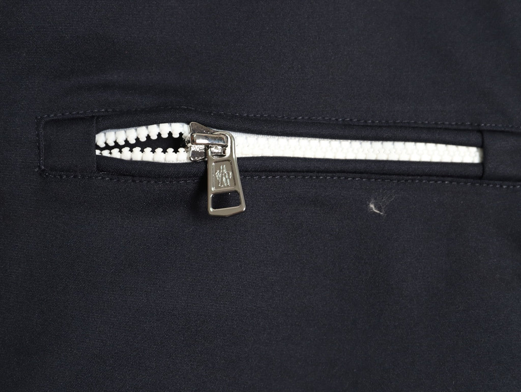Moncler White-Stripe Stand-Collar Zip Jacket - Black