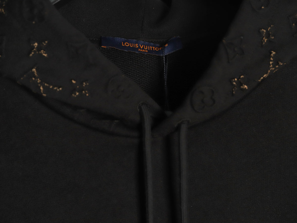 Louis Vuitton Monogram-Style Hood and Pocket Pullover Hoodie - Black