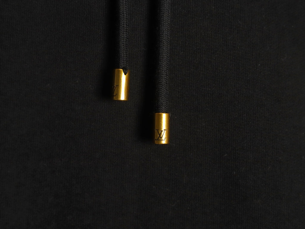 Louis Vuitton Monogram-Style Hood and Pocket Pullover Hoodie - Black