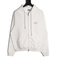 Balenciaga Chest-Emblem Zip Hoodie - Off-White