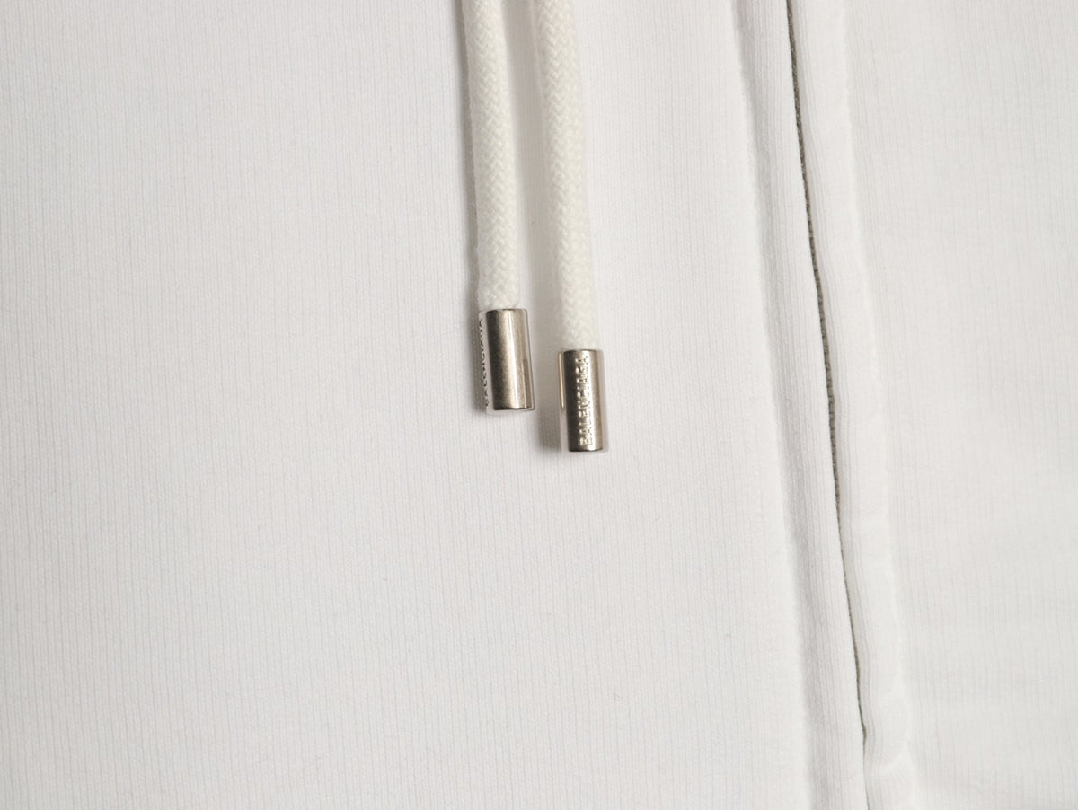 Balenciaga Chest-Emblem Zip Hoodie - Off-White