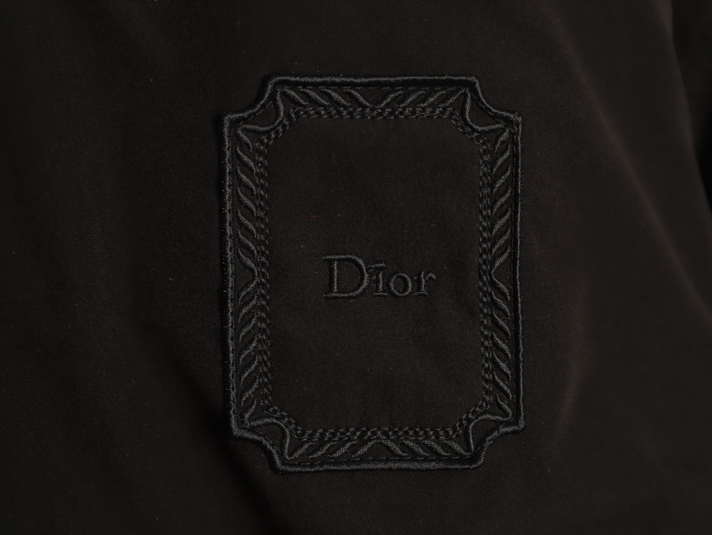 Dior Tonal Chest-Badge Stand-Collar Zip Jacket - Black