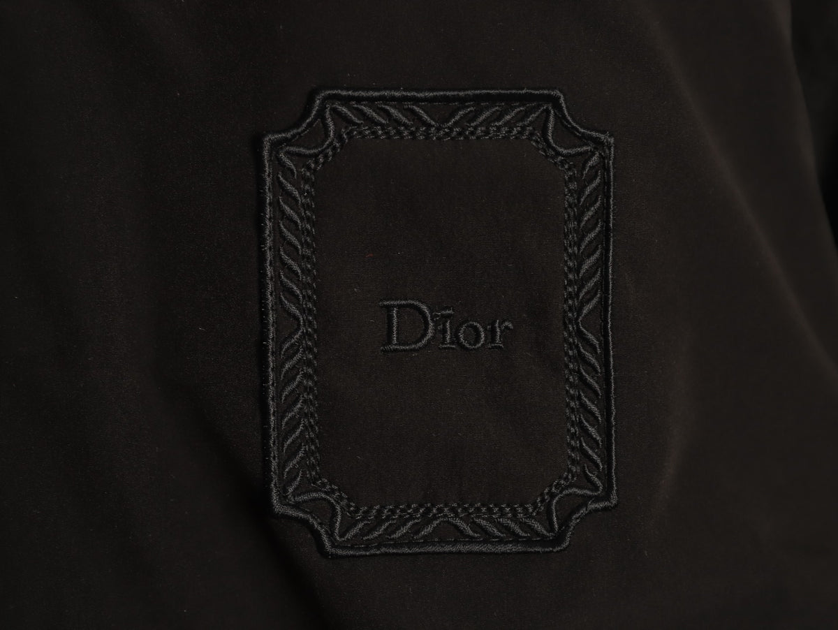 Dior Tonal Chest-Badge Stand-Collar Zip Jacket - Black