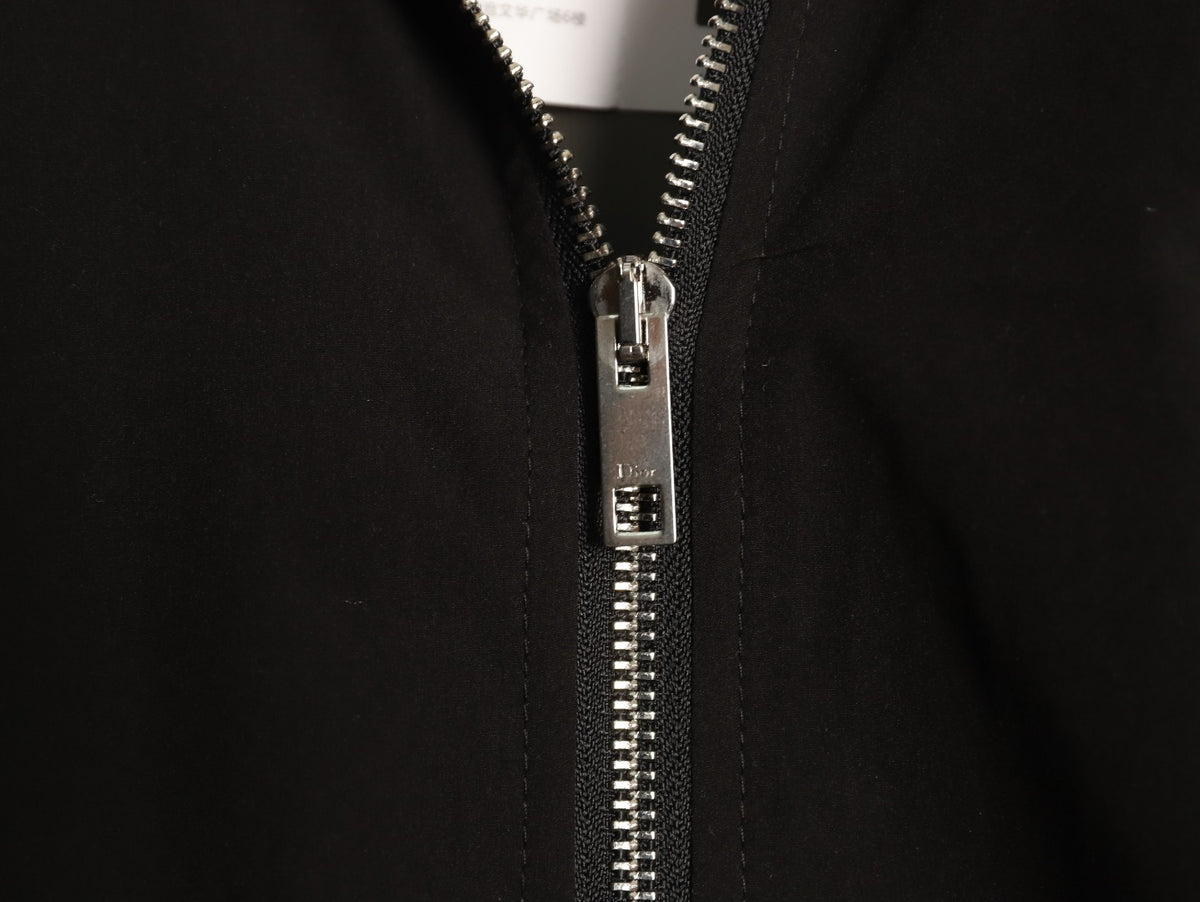 Dior Tonal Chest-Badge Stand-Collar Zip Jacket - Black