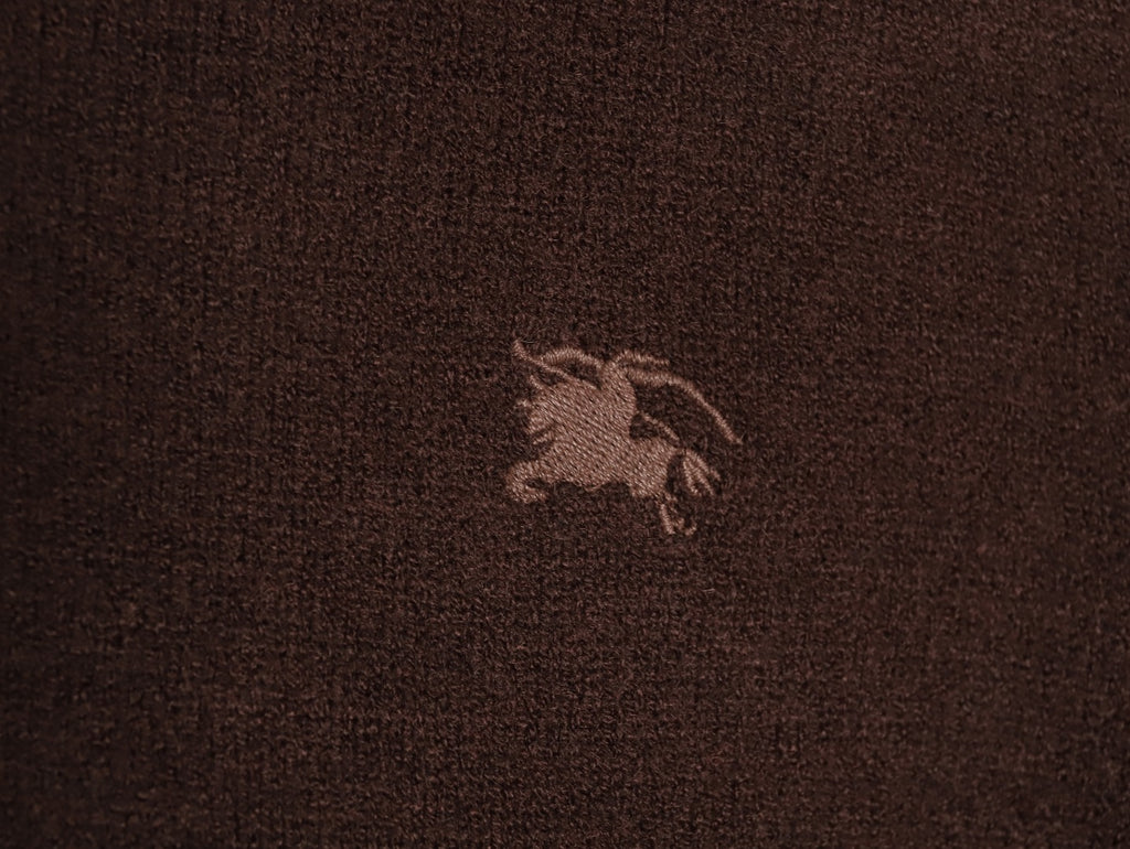 Burberry Equestrian Emblem Half-Zip Knit Sweater - Dark Brown