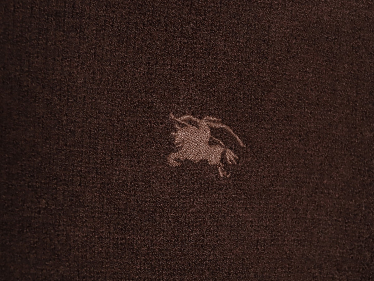 Burberry Equestrian Emblem Half-Zip Knit Sweater - Dark Brown