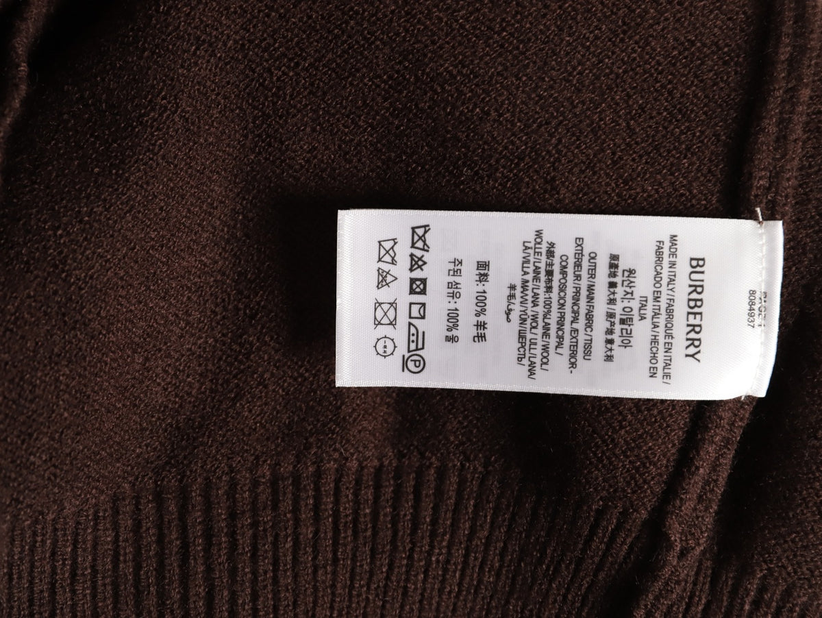 Burberry Equestrian Emblem Half-Zip Knit Sweater - Dark Brown