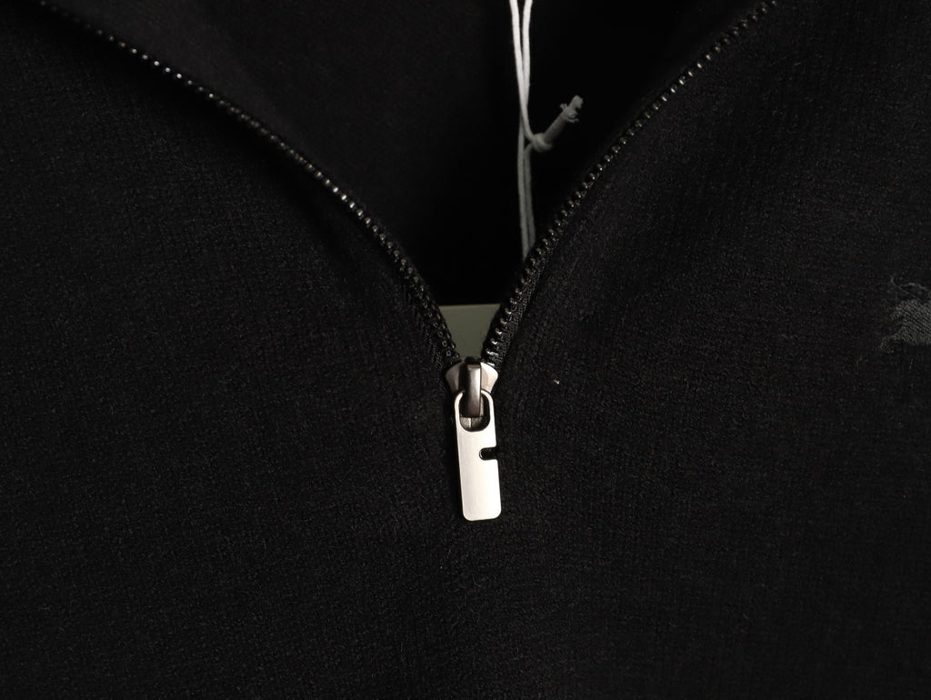 Burberry Equestrian Emblem Half-Zip Knit Sweater - Black