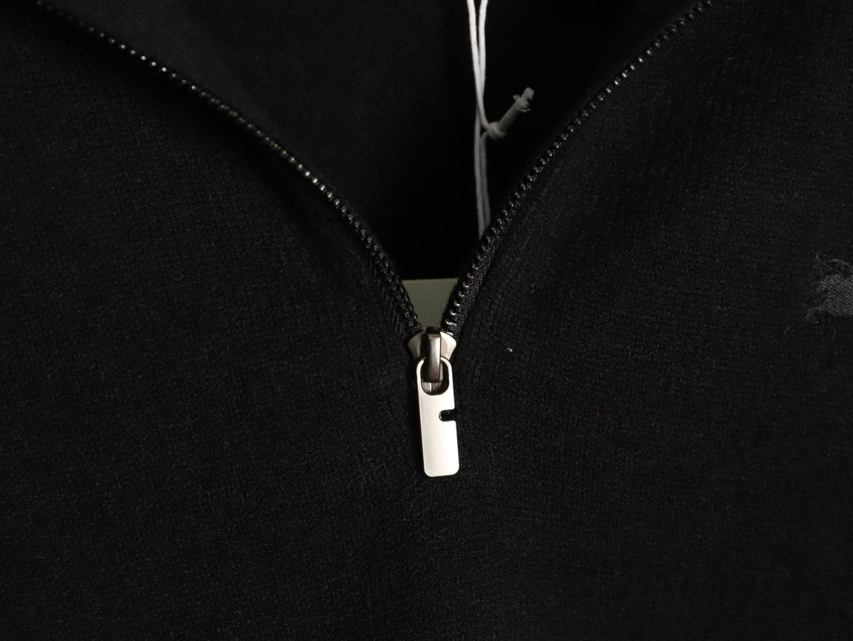 Burberry Equestrian Emblem Half-Zip Knit Sweater - Black