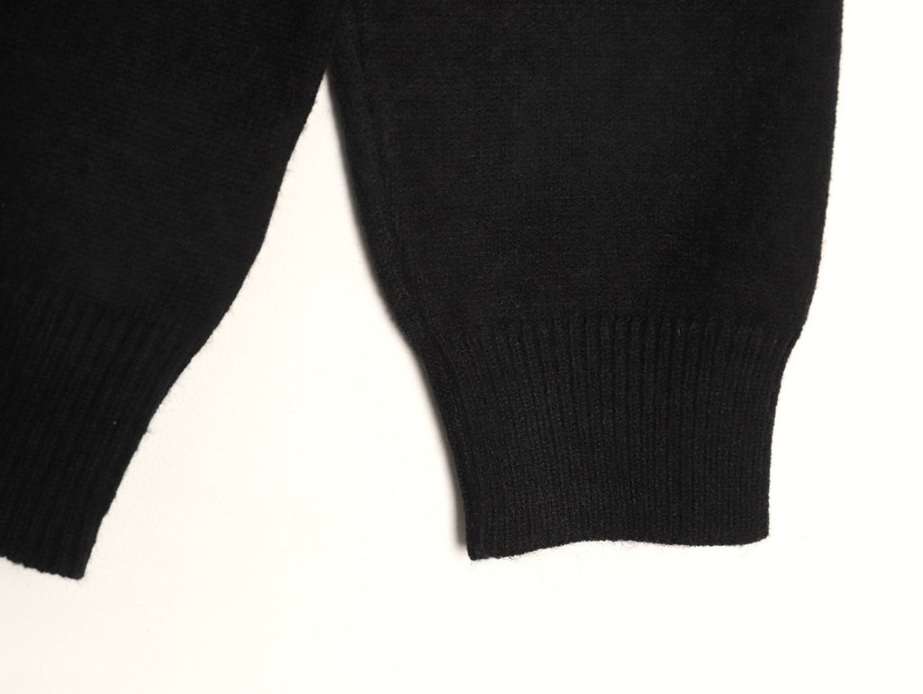 Burberry Equestrian Emblem Half-Zip Knit Sweater - Black