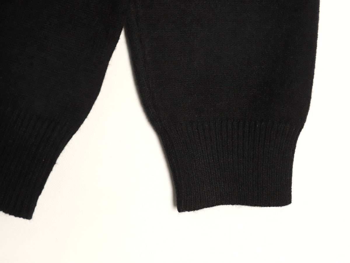 Burberry Equestrian Emblem Half-Zip Knit Sweater - Black