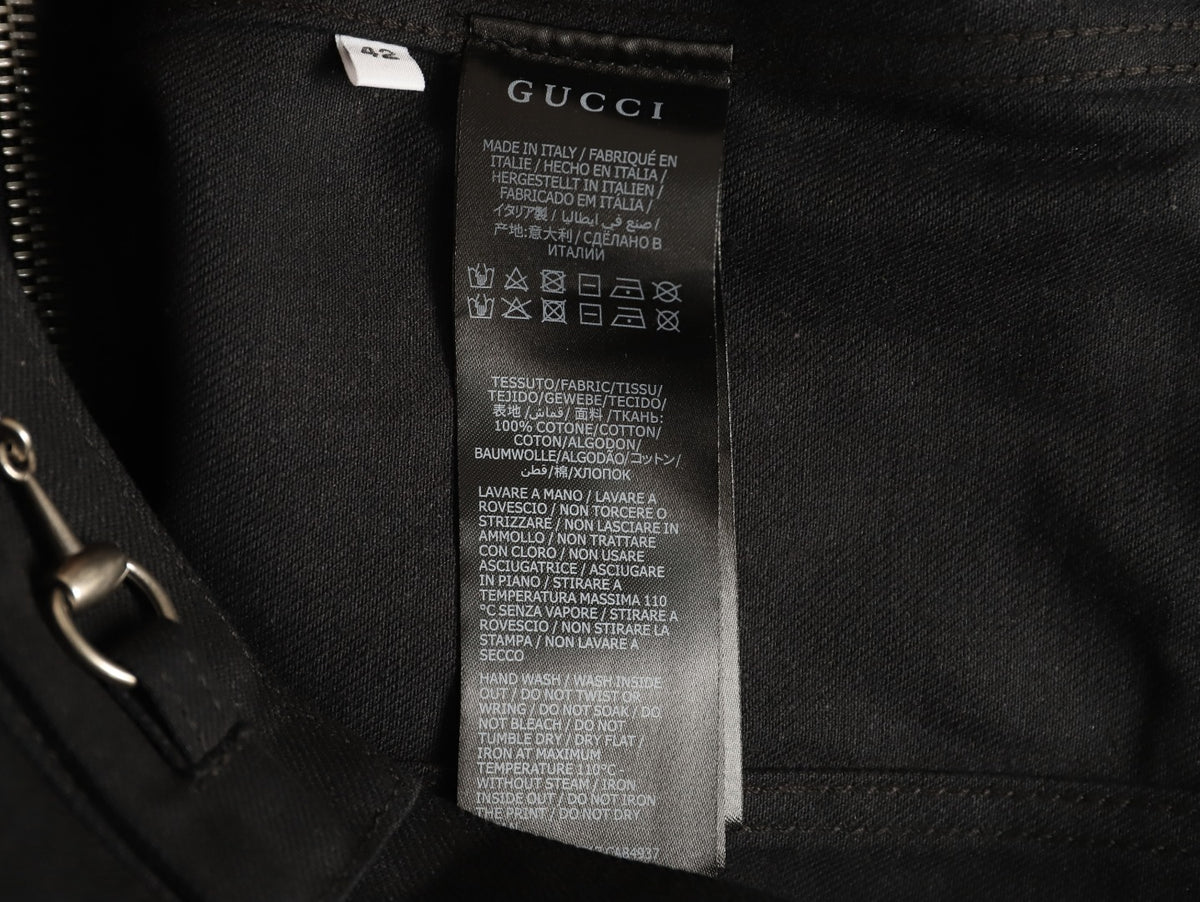 Gucci Horsebit-Style Hem Stand-Collar Zip Jacket - Black