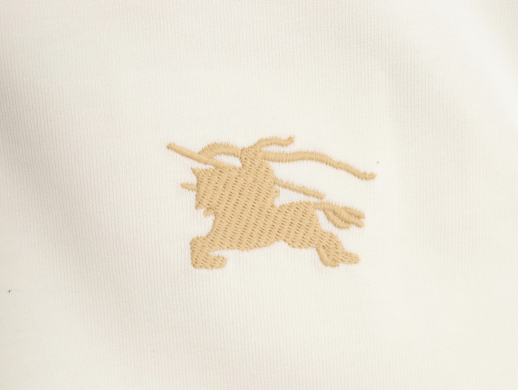 Burberry Oval Equestrian Back-Graphic Long-Sleeve Top - Cream