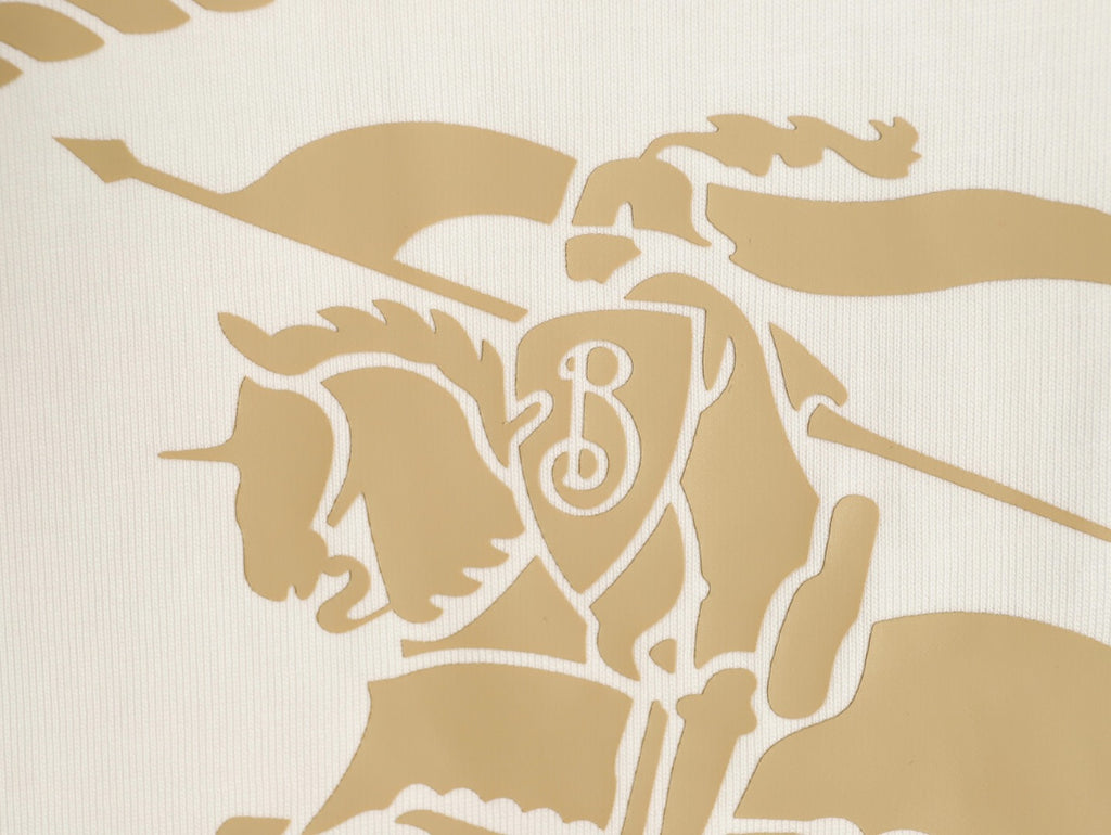 Burberry Oval Equestrian Back-Graphic Long-Sleeve Top - Cream