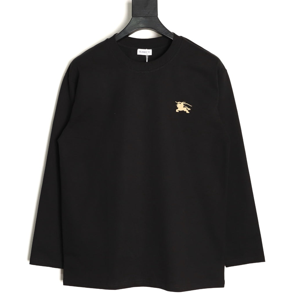 Burberry Oval Equestrian Back-Graphic Long-Sleeve Top - Black