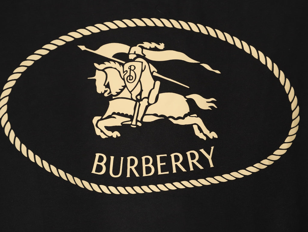 Burberry Oval Equestrian Back-Graphic Long-Sleeve Top - Black