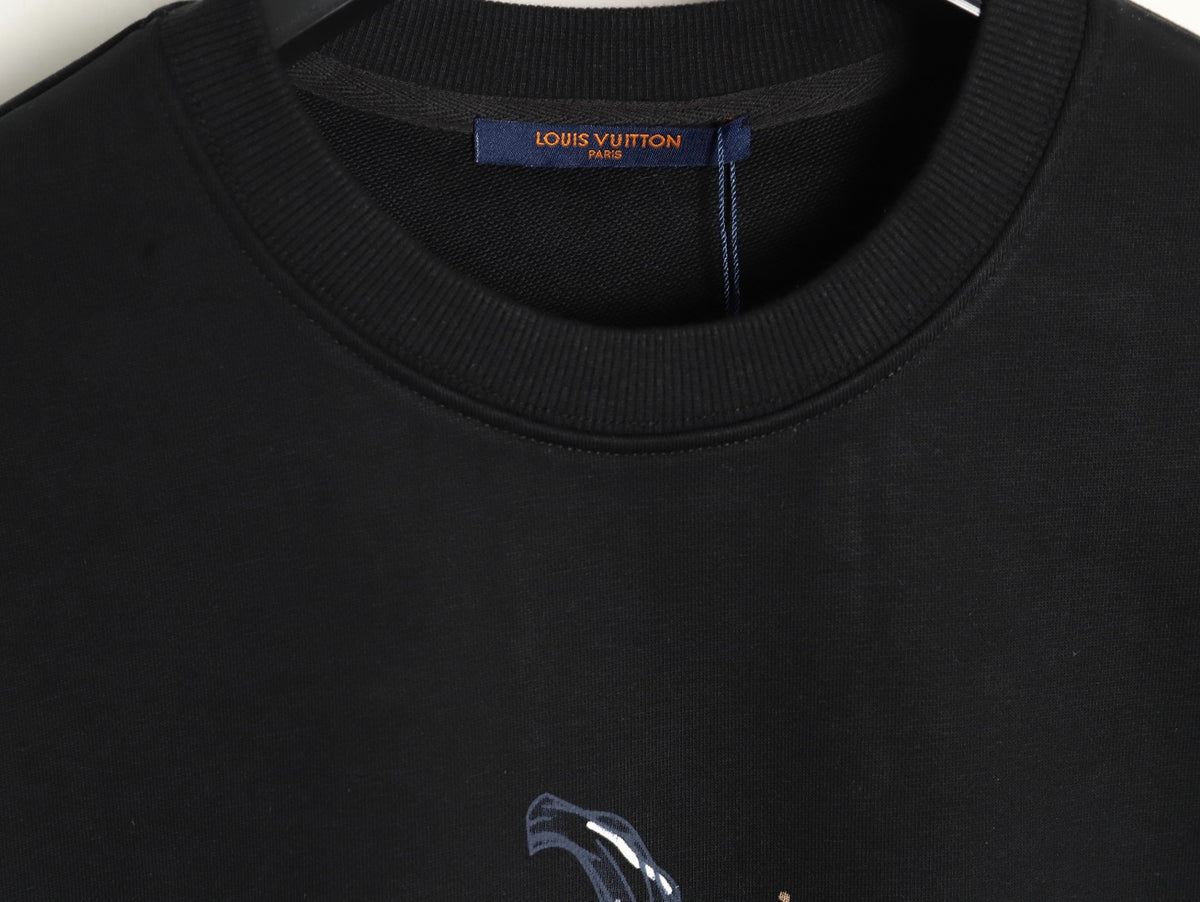 Louis Vuitton Sketch-Style Pumpkin Graphic Crewneck Sweatshirt - Black