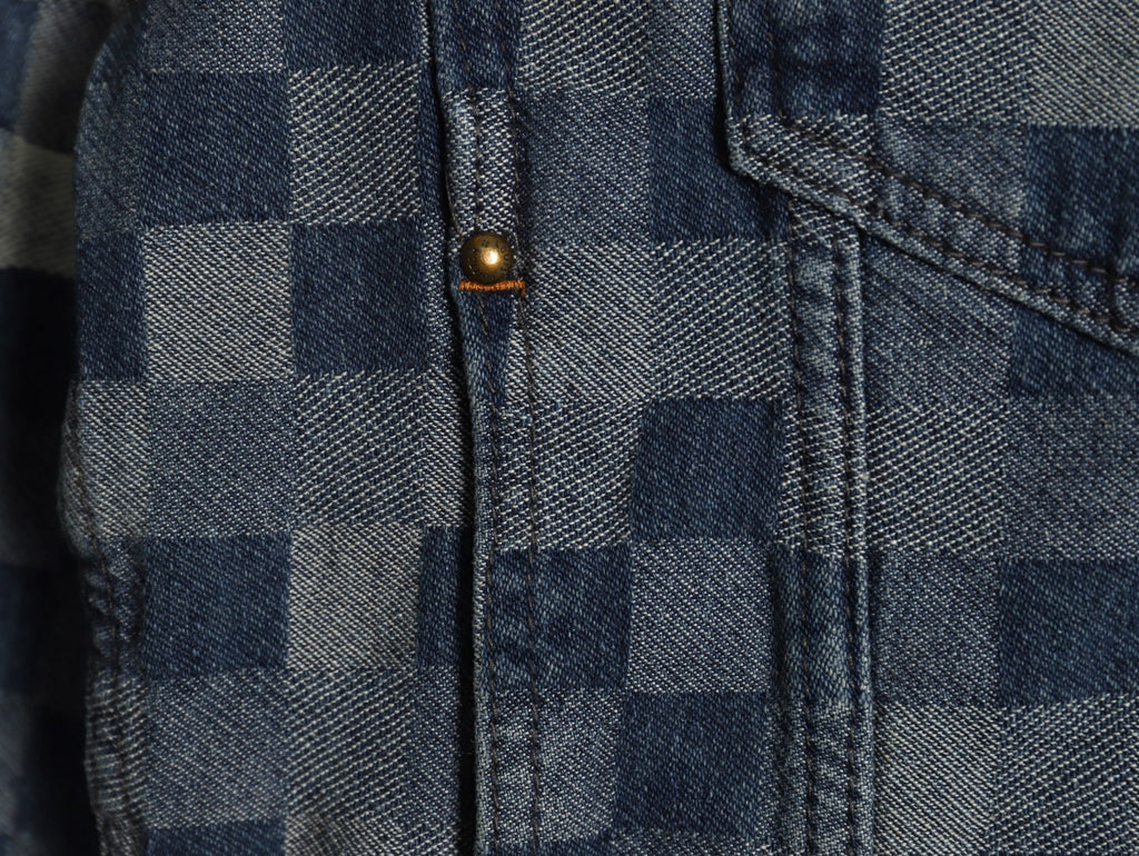 Louis Vuitton Mosaic-Style Denim Jacket - Gray and Black