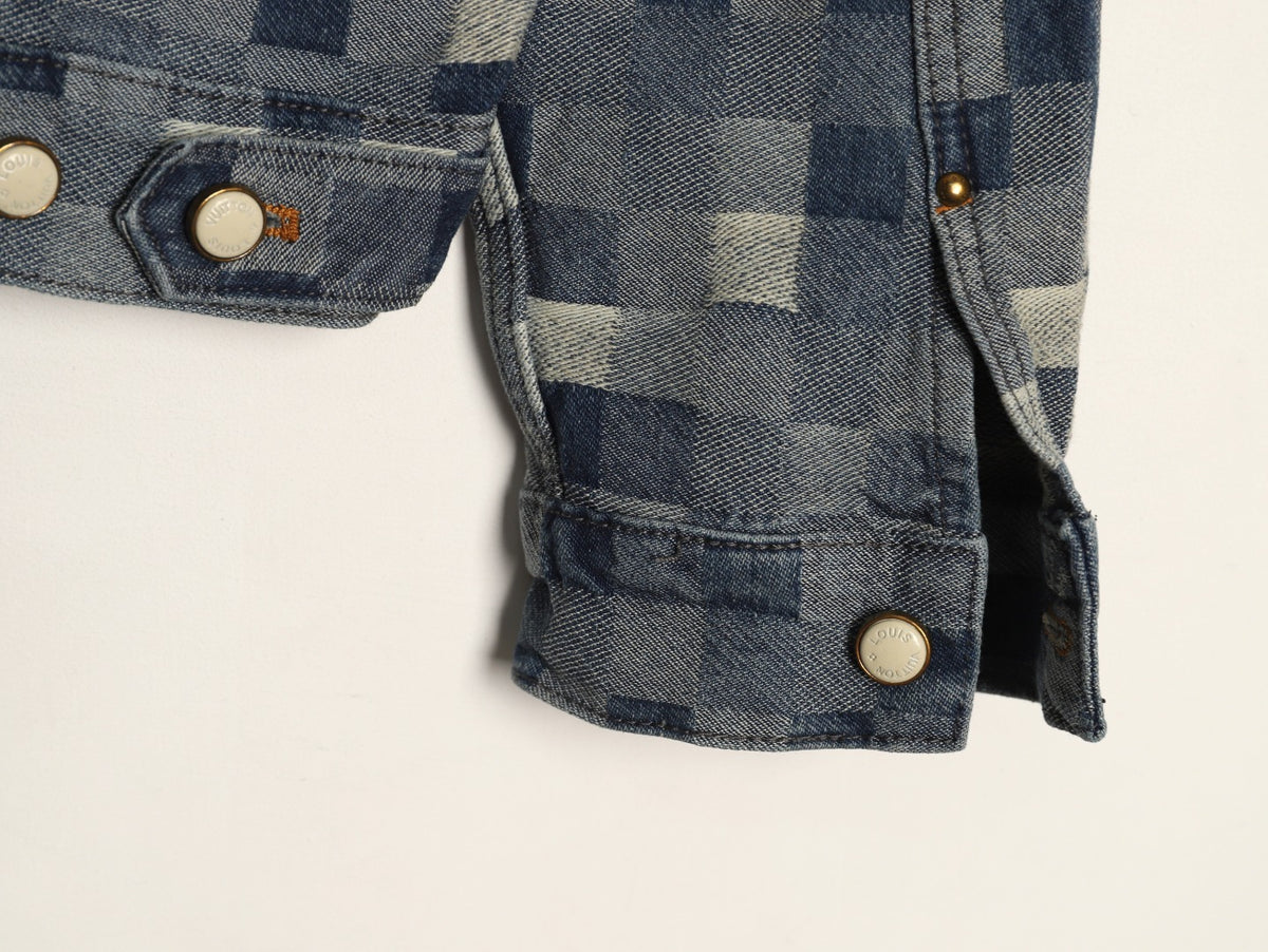Louis Vuitton Mosaic-Style Denim Jacket - Gray and Black