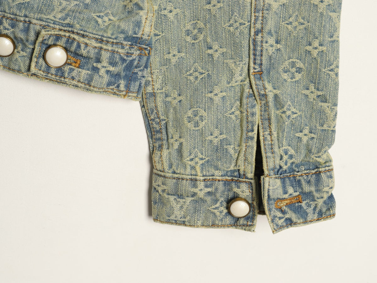Louis Vuitton Monogram-Style Faded Denim Jacket - Gray
