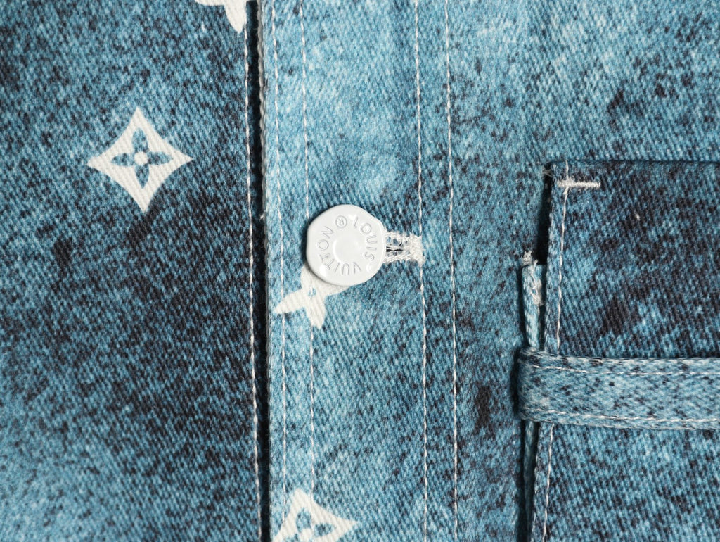 Louis Vuitton Galaxy-Style Monogram Gradient Denim Shirt Jacket - Blue and Cream