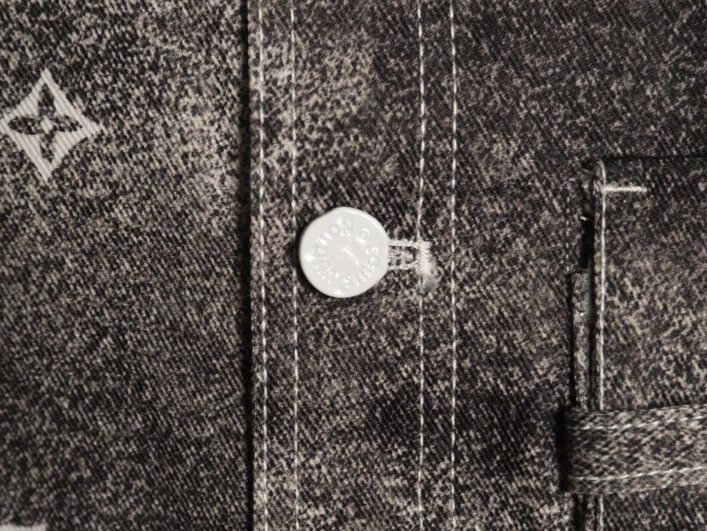 Louis Vuitton Galaxy-Style Monogram Gradient Denim Shirt Jacket - Charcoal and Cream