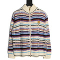 Louis Vuitton Retro Multicolor-Stripe Stand-Collar Zip Knit Cardigan - Cream