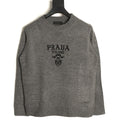 Prada Milano Logo Crewneck Knit Sweater - Gray