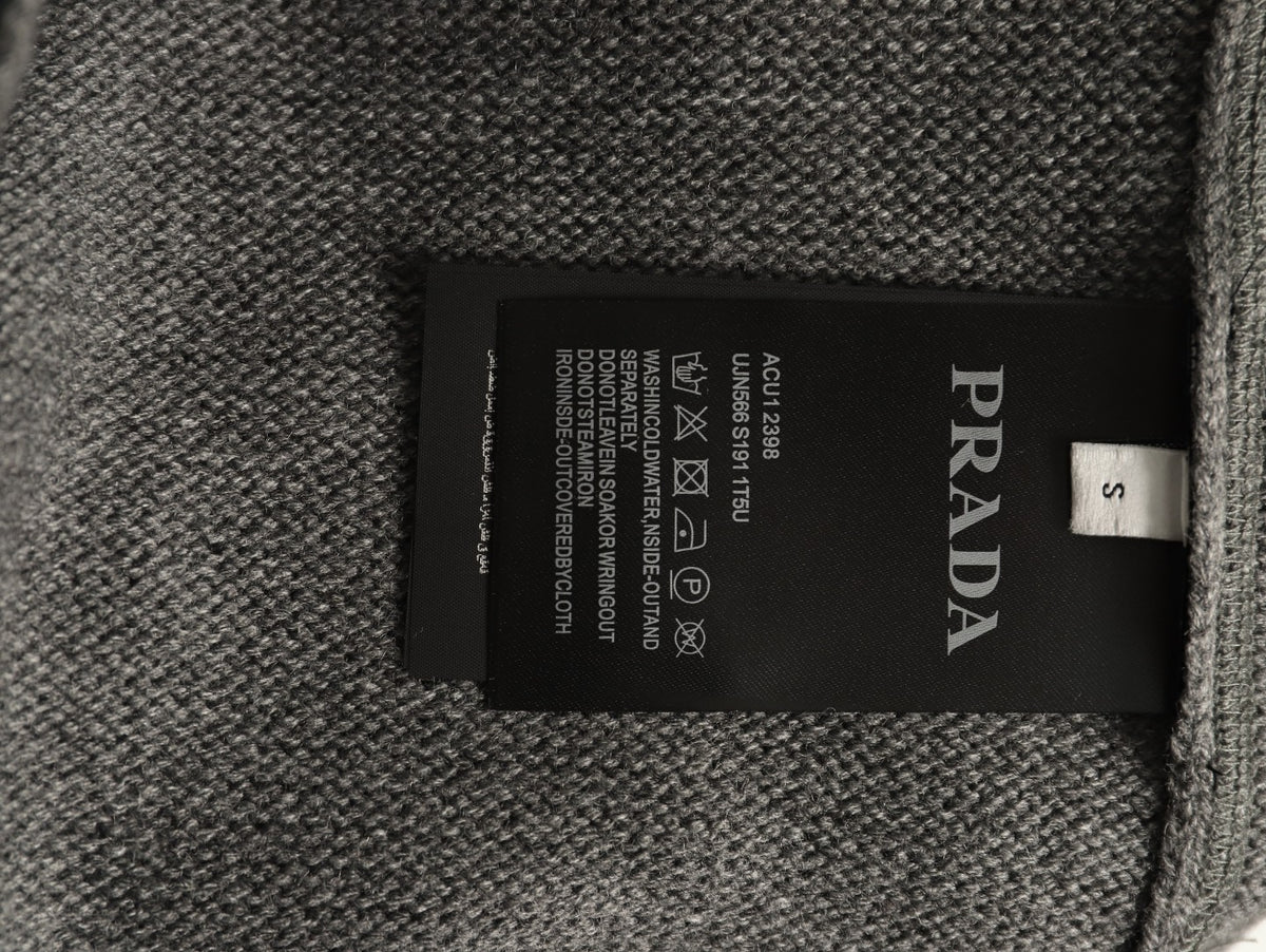 Prada Milano Logo Crewneck Knit Sweater - Gray