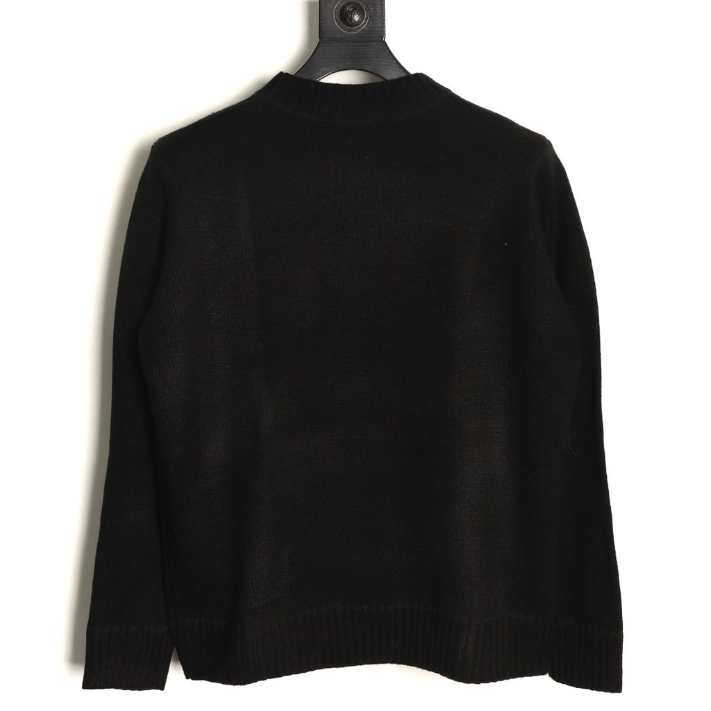 Prada Milano Logo Crewneck Knit Sweater - Black